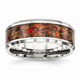 Sophia Jewelers Stainless Steel Men's Ring with Red Opal 8mm Polished Band